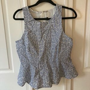 Anthropologie peplum eyelet detail top